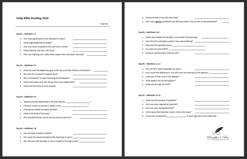 2024 New Testament 26 Week Daily Bible Reading